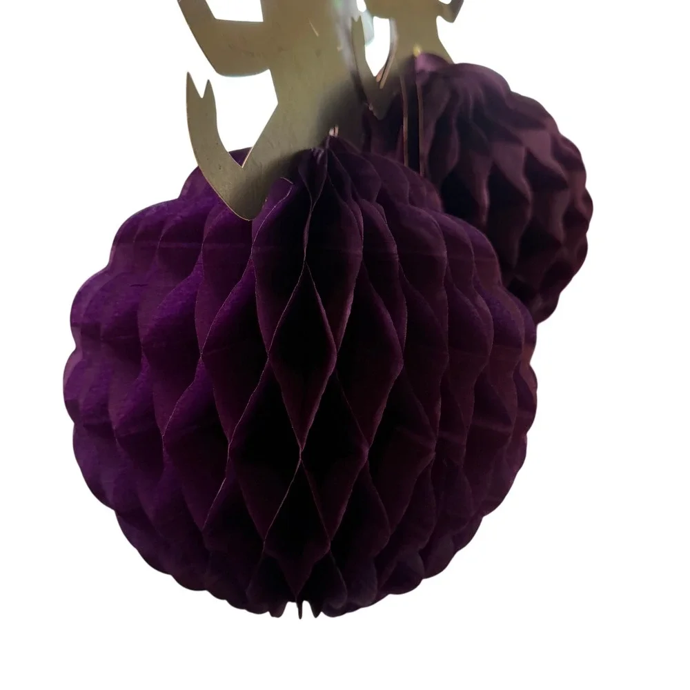 VTG Halloween honeycomb Spider Decorations Purple Tissue Paper